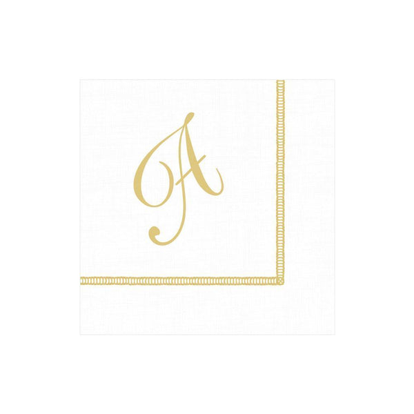 Hemstitch Script Single Initial Paper Cocktail Napkins