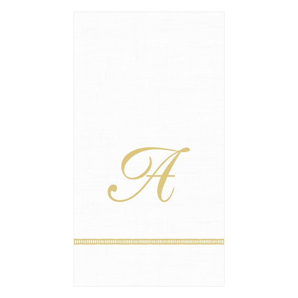 Hemstitch Script Single Initial Paper Guest Towel Napkins