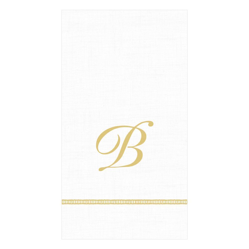 Hemstitch Script Single Initial Paper Guest Towel Napkins