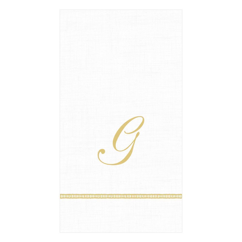 Hemstitch Script Single Initial Paper Guest Towel Napkins