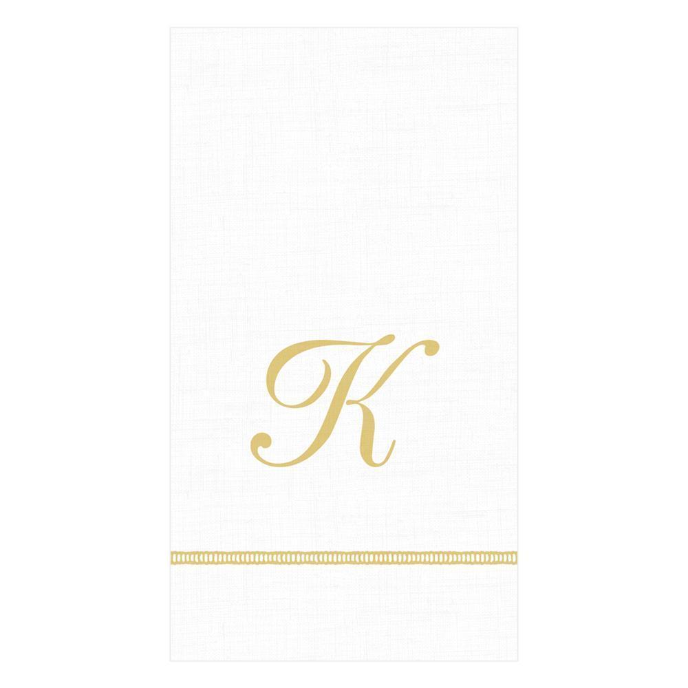 Hemstitch Script Single Initial Paper Guest Towel Napkins