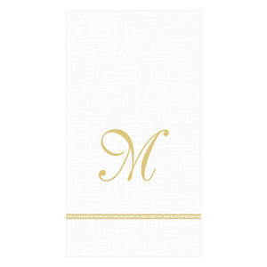 Hemstitch Script Single Initial Paper Guest Towel Napkins