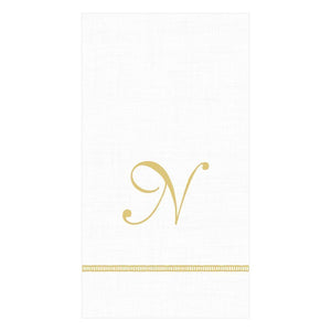 Hemstitch Script Single Initial Paper Guest Towel Napkins