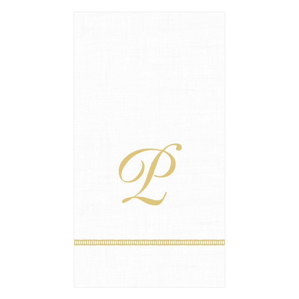 Hemstitch Script Single Initial Paper Guest Towel Napkins