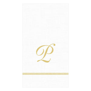 Hemstitch Script Single Initial Paper Guest Towel Napkins