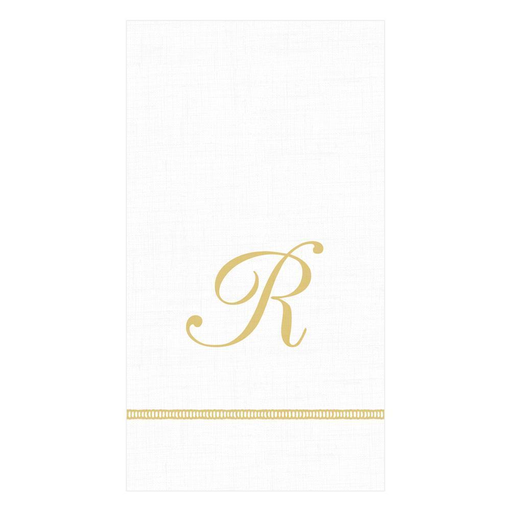 Hemstitch Script Single Initial Paper Guest Towel Napkins