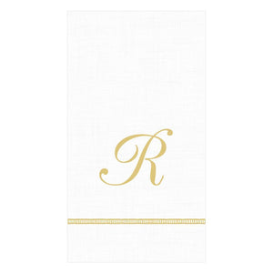 Hemstitch Script Single Initial Paper Guest Towel Napkins