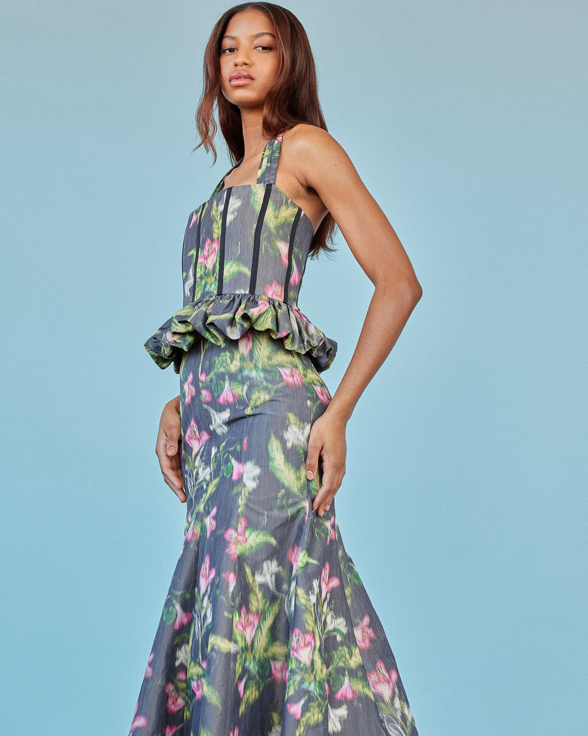 Rhea Corset Top in Pink Lily Taffeta