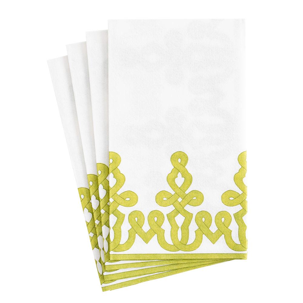 Dessin Passementerie Paper Linen Guest Towel Napkins in Moss Green