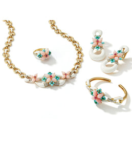 Asheville Necklace in White Enamel, Pink Opal, and Diamonds