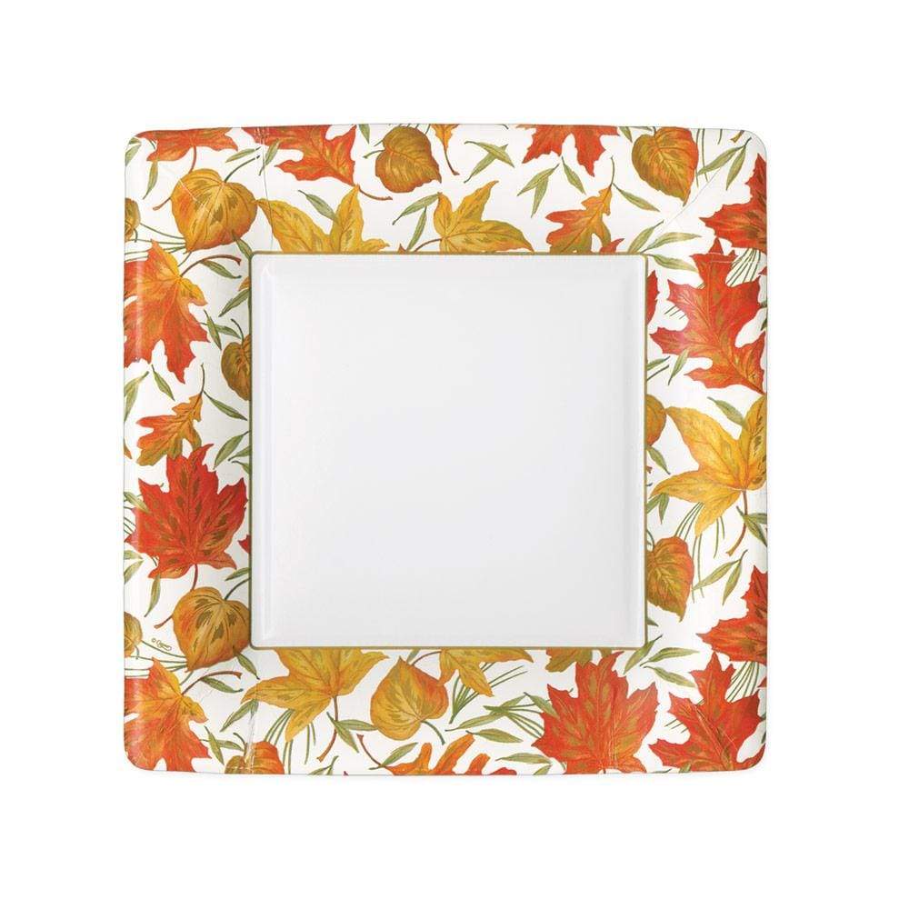 Woodland Leaves Square Paper Salad & Dessert Plates in Ivory