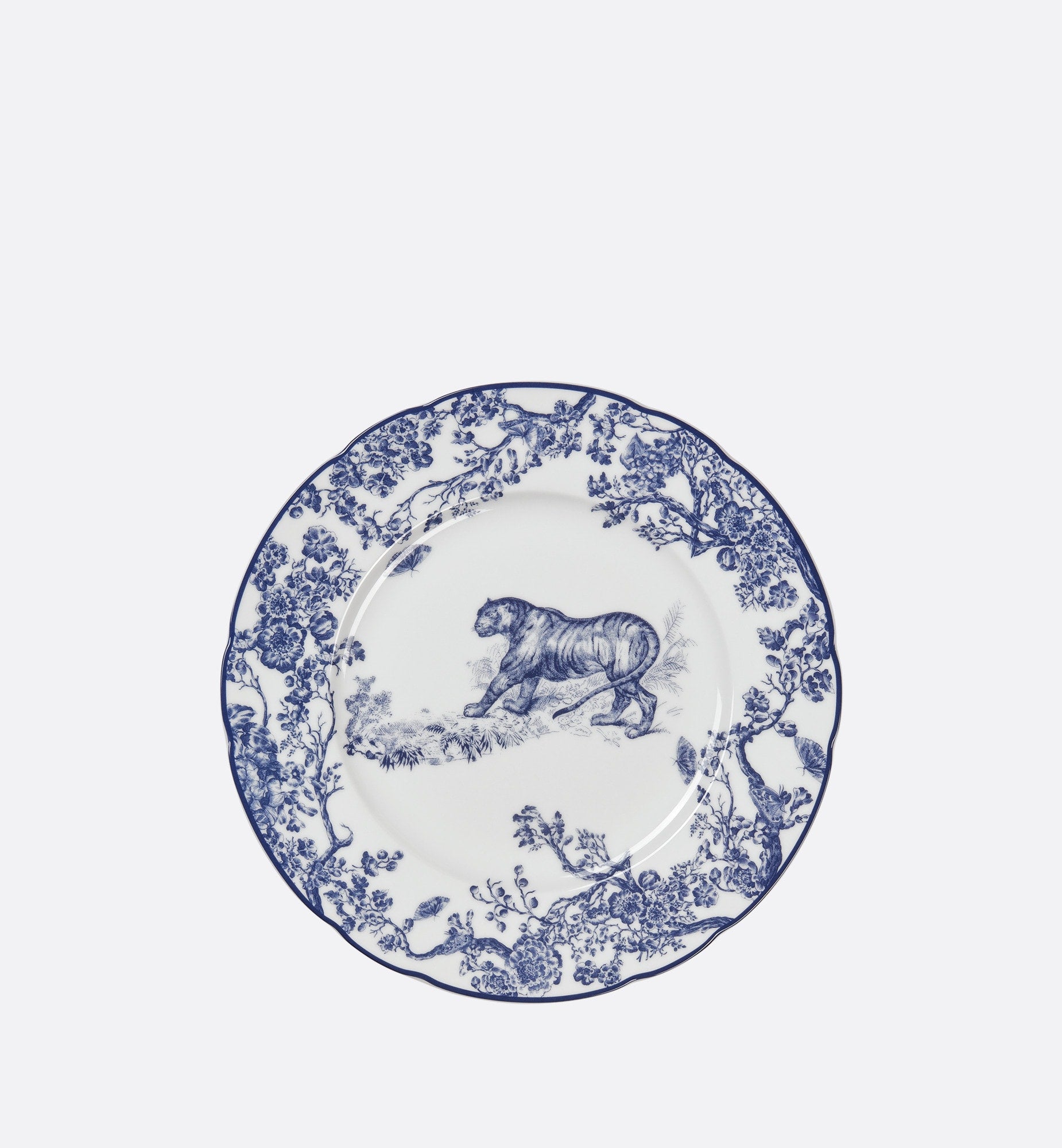 Dessert Plate Blue Toile de Jouy Tiger
