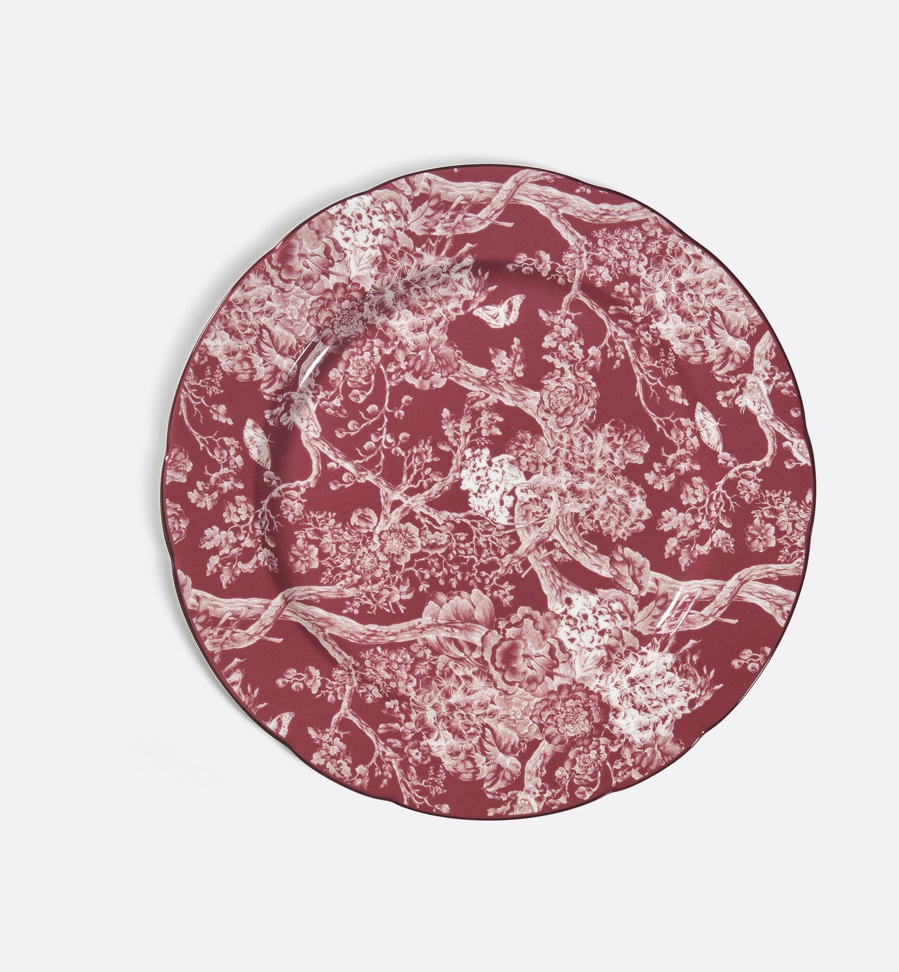 Decorative Plate Burgundy Toile de Jouy