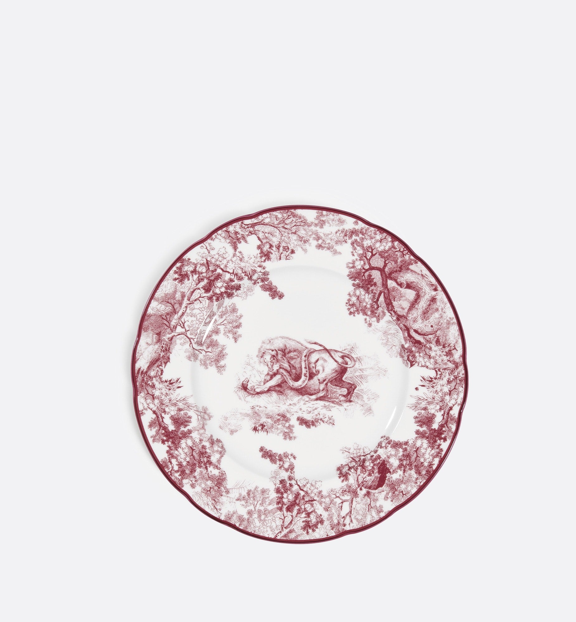 Dessert Plate Burgundy Toile de Jouy Lion