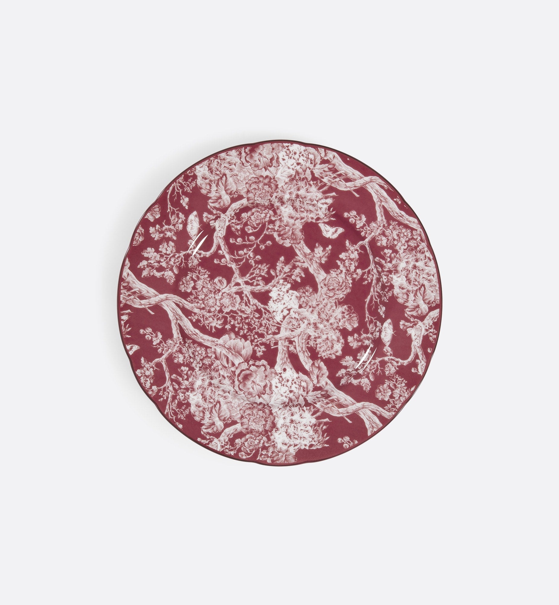 Dessert Plate Burgundy Toile de Jouy Hydrangea