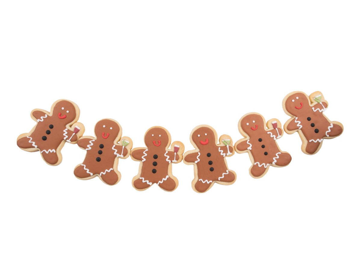 Party Gingerbread Men Sugar Cookies, Set of 6