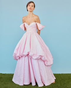 Bettina Gown in Orchid Jacquard Taffeta