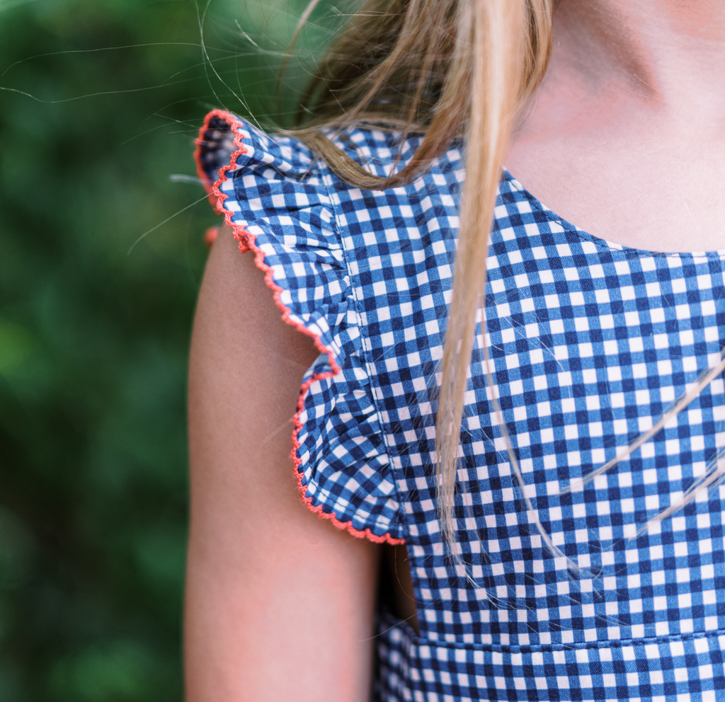 girls navy gingham pinafore dress | minnow swim girls navy gingham pinafore dress | minnow swim