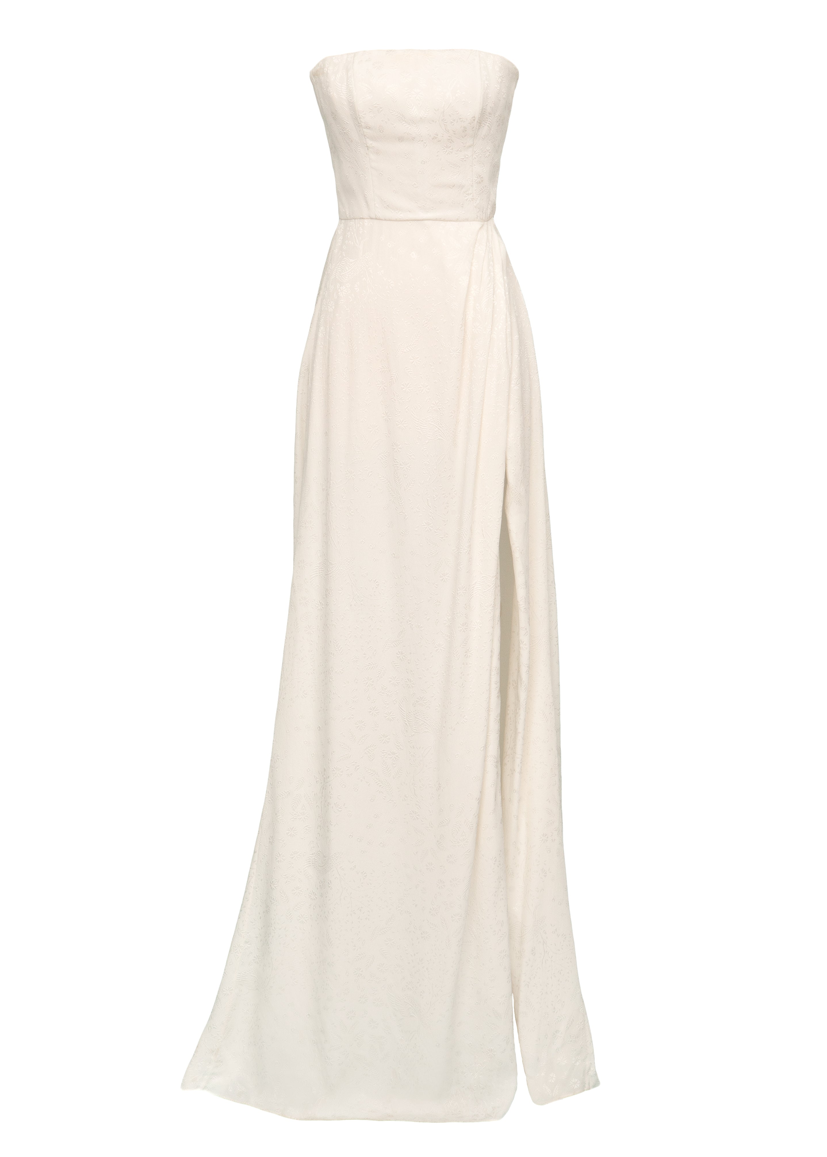 Bernini White Floral Jacquard Wrap Gown