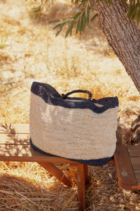 Lassen Leather Handle Straw Tote