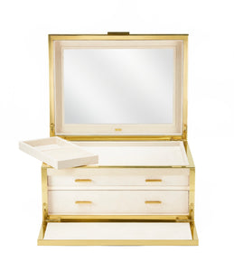 Luxe Shagreen Jewelry Box in Cream