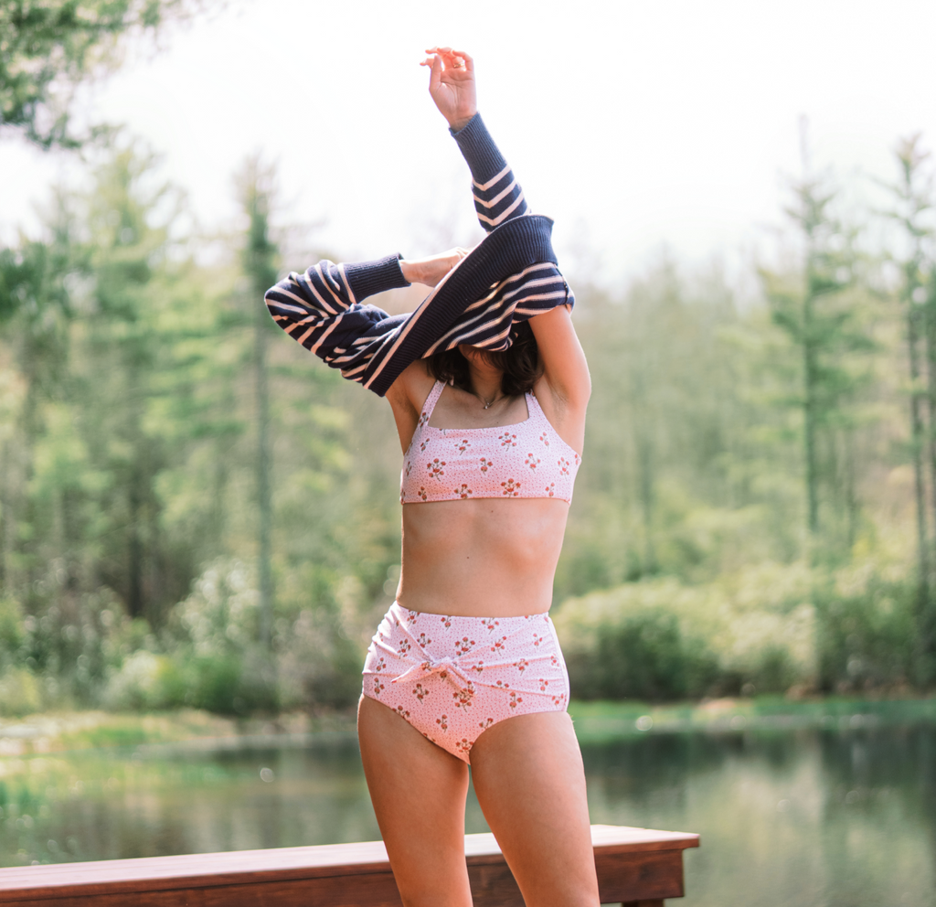 Women's Raspberry Red Tie-Knot Bikini Top