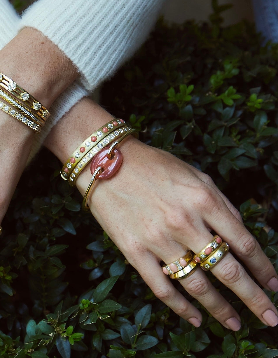 Coral and Diamond Bangle