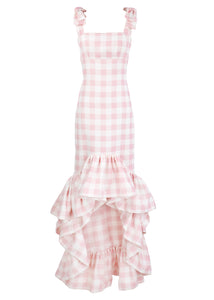 La Palma Dress in Pink Gingham