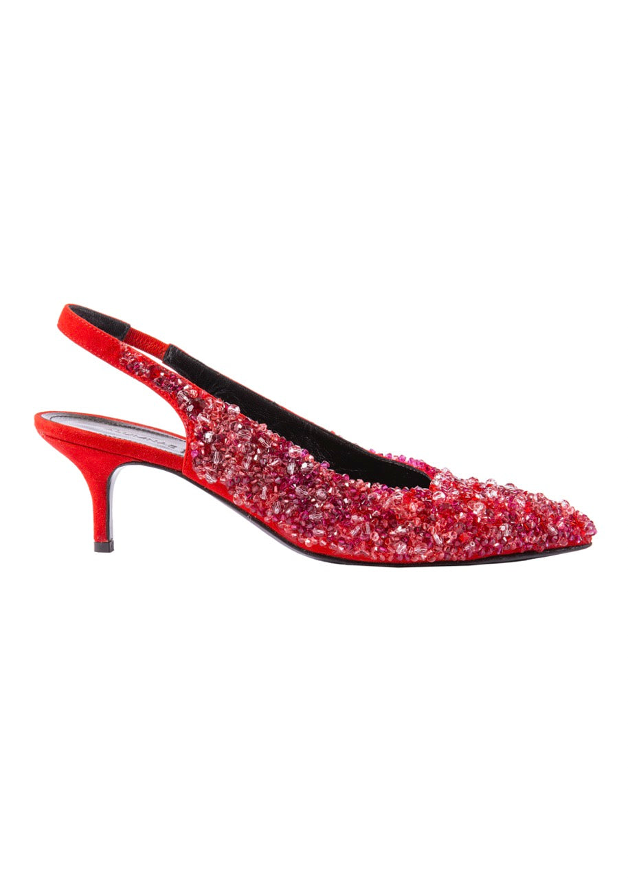 Embellished Susie Pumps in Red