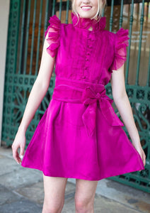 Fairfield Mini Dress in Fuchsia Organza