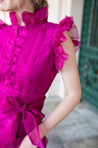 Fairfield Mini Dress in Fuchsia Organza