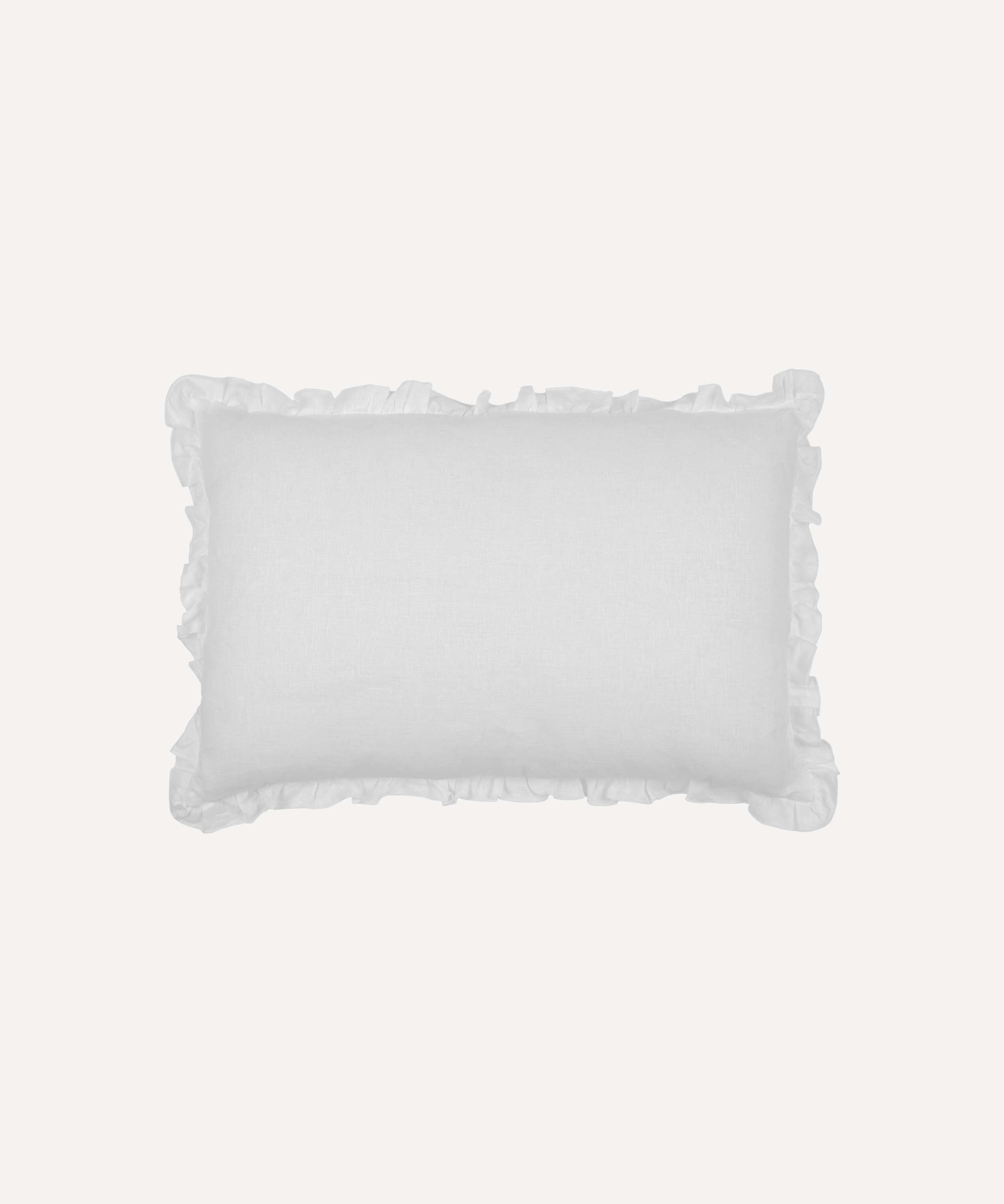 Ruffle Linen Cushion Cover in White