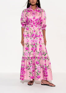 Demi Cotton Maxi Dress in Antheia Pink Placement