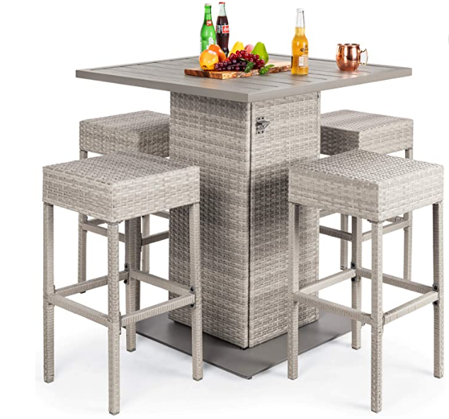 Best Choice Products 5-Piece Outdoor Wicker Bar Table Set