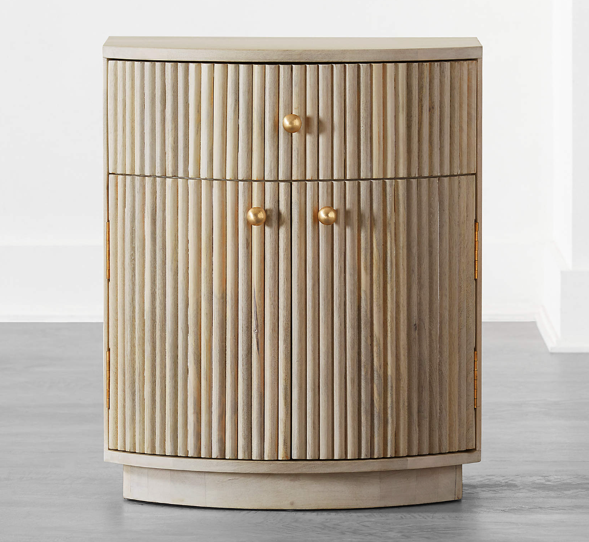 Cameo White Wash Curved Nightstands