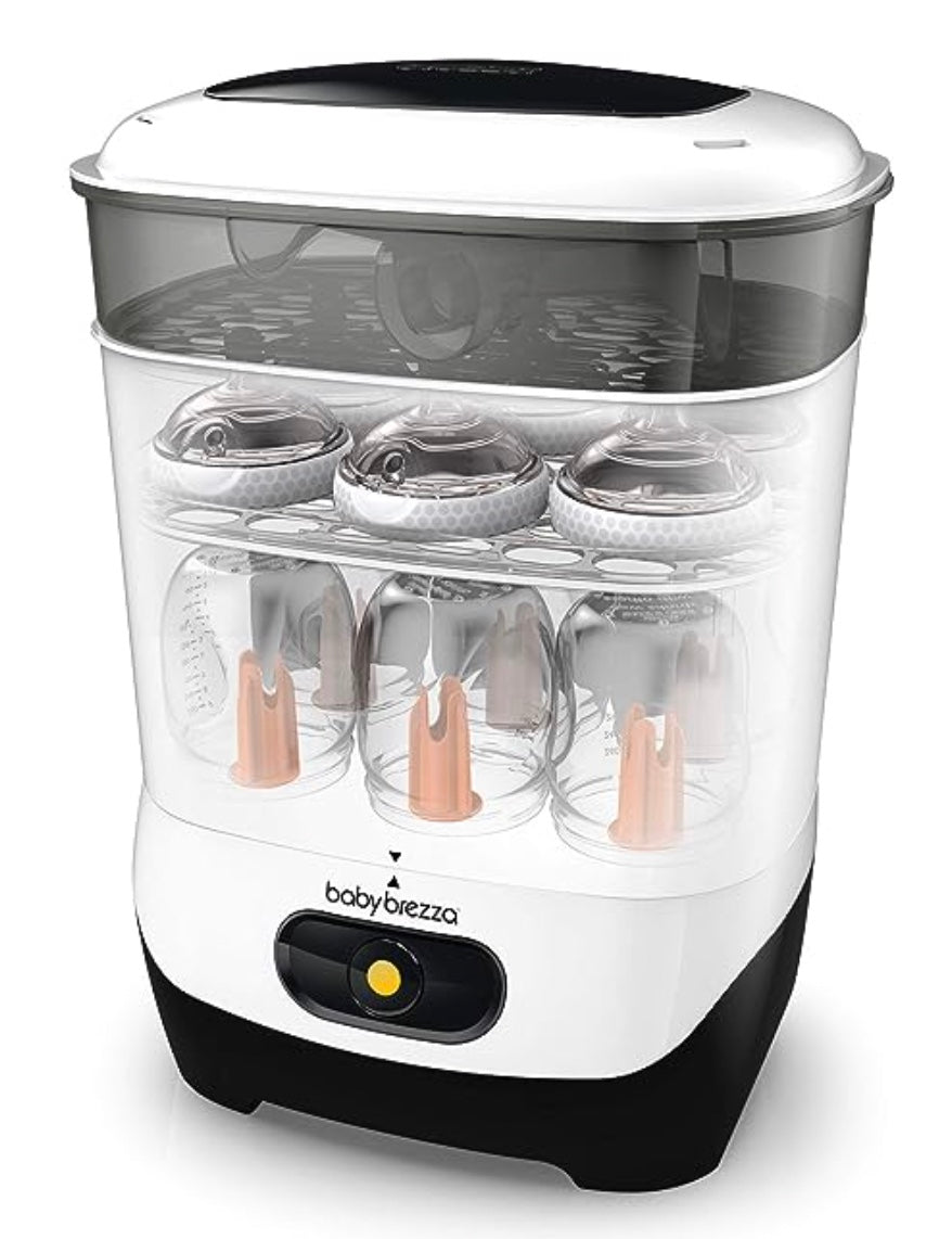 Baby Brezza 4 in 1 Baby Bottle Sterilizer Machine – Largest Capacity Electric Steam Sterilization – Pacifiers, Breast Pump Parts + Universal Sterilizing for All Bottles: Plastic, Glass, Large, Small