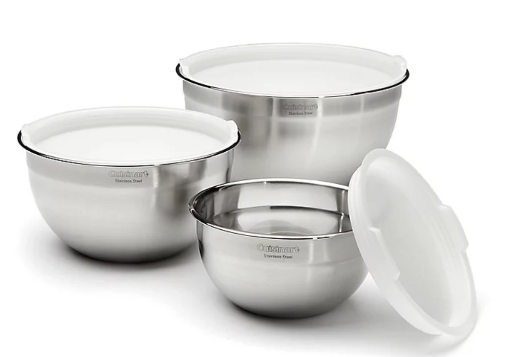 Cuisinart 3-Piece Stainless Steel Mixing Bowl Set with Lids