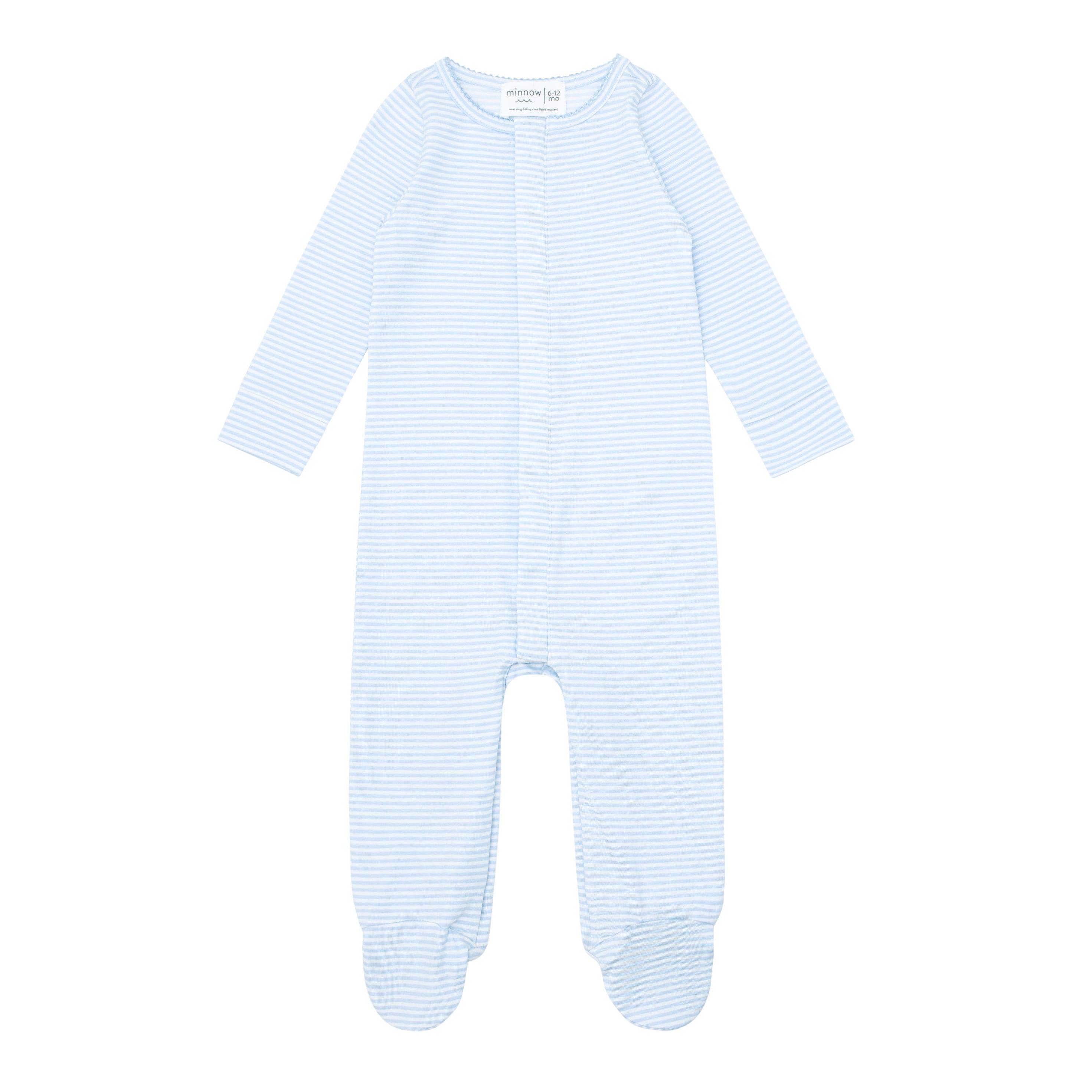 Unisex Powder Blue Stripe Pima Footie