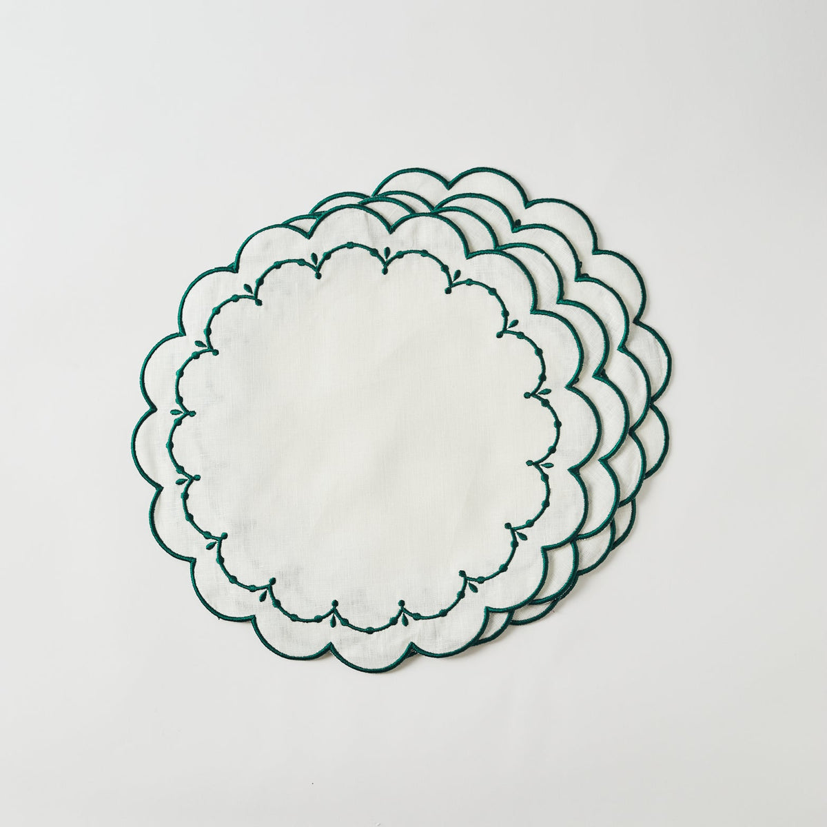 Poppy White and Green, Placemats Set of 4