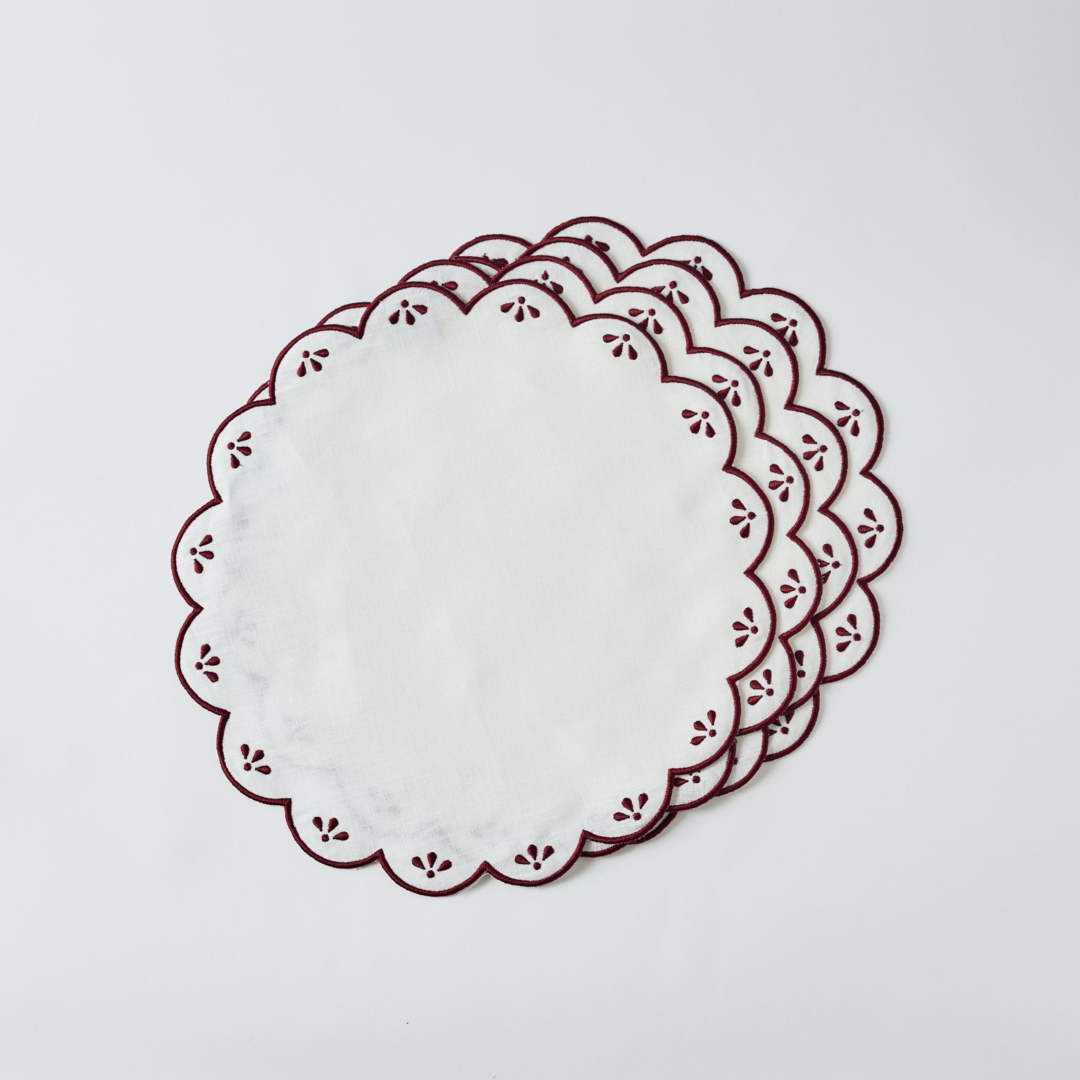 Peony Red and White Placemats, Set of 4