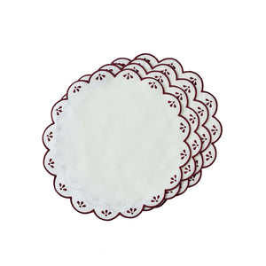 Peony Red and White Placemats, Set of 4