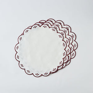 Peony Red and White Placemats, Set of 4