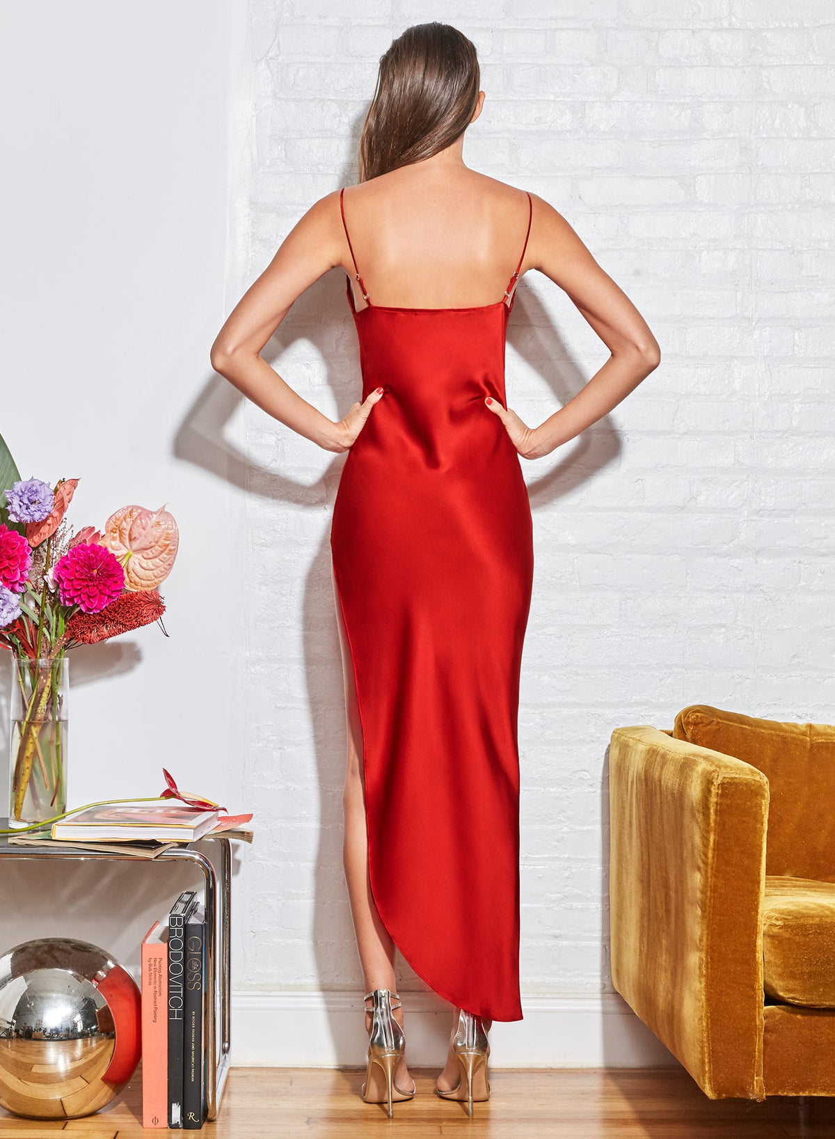 Silk cowl neck slip dress on sale
