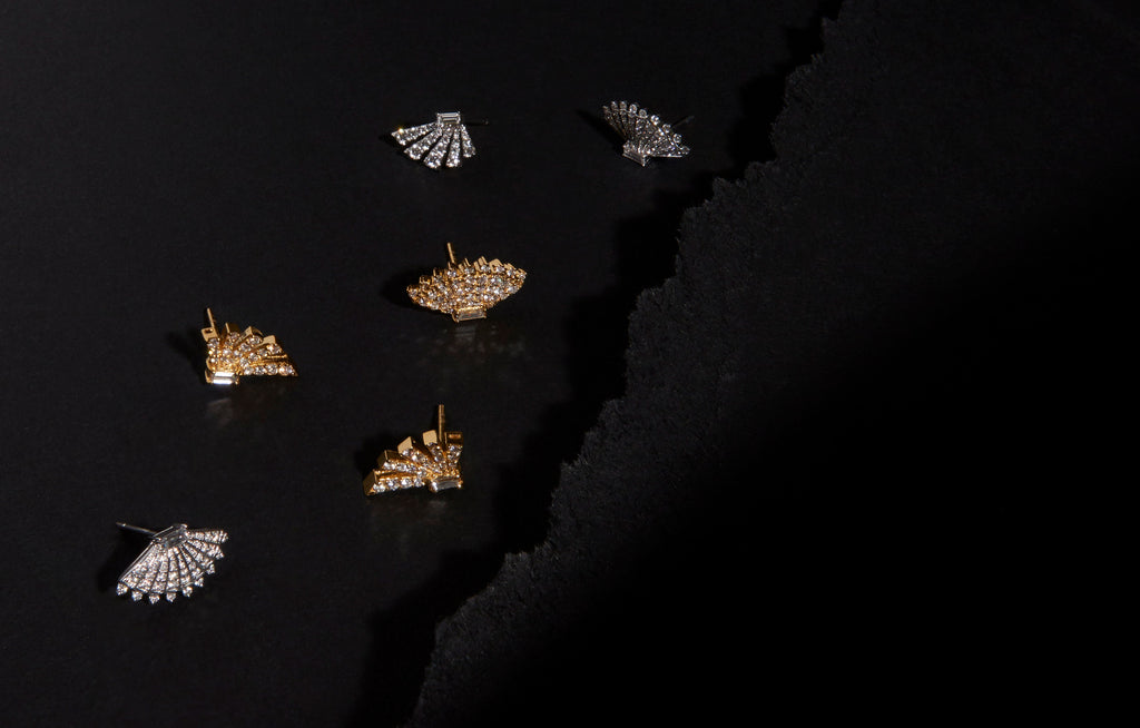 Angular Fan Diamond Baguette Earrings