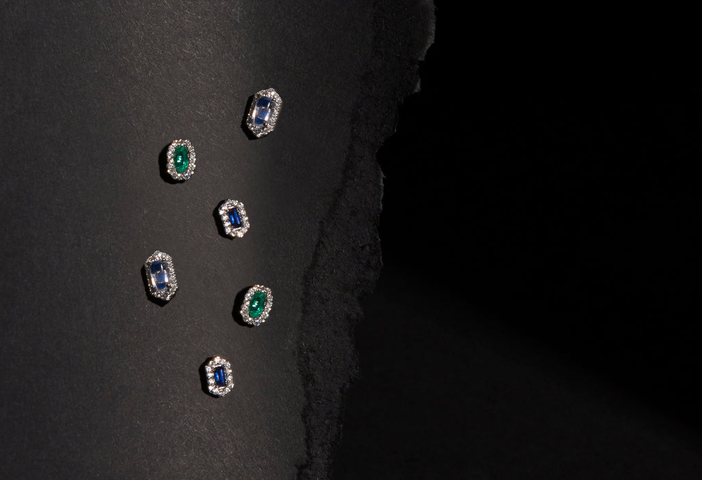 Octagon Emerald and Diamond Earrings