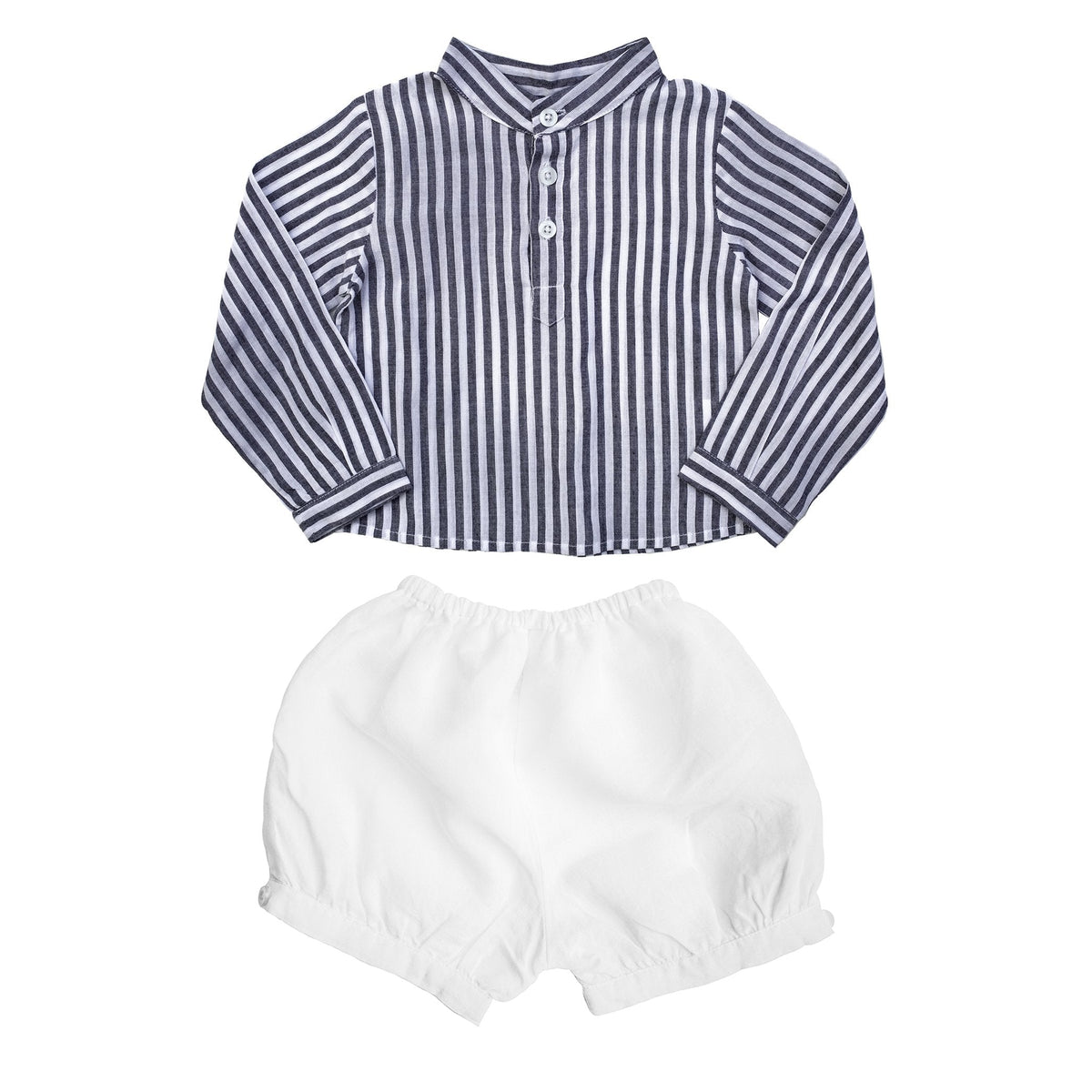 Boys Harbor Island Shirt And White Linen Short Gift Set