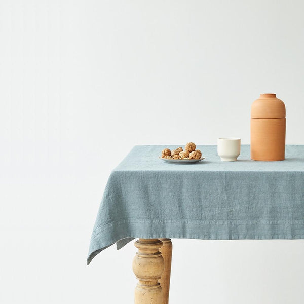 Blue Fog Washed Linen Tablecloth