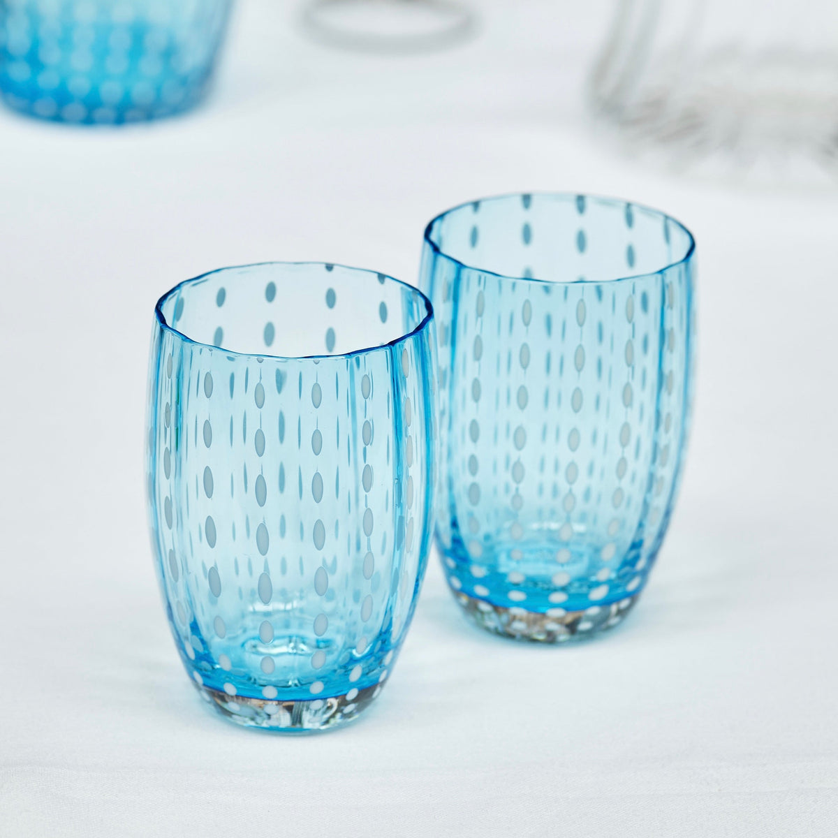 Blue Speckled Water Glass, Set of 2