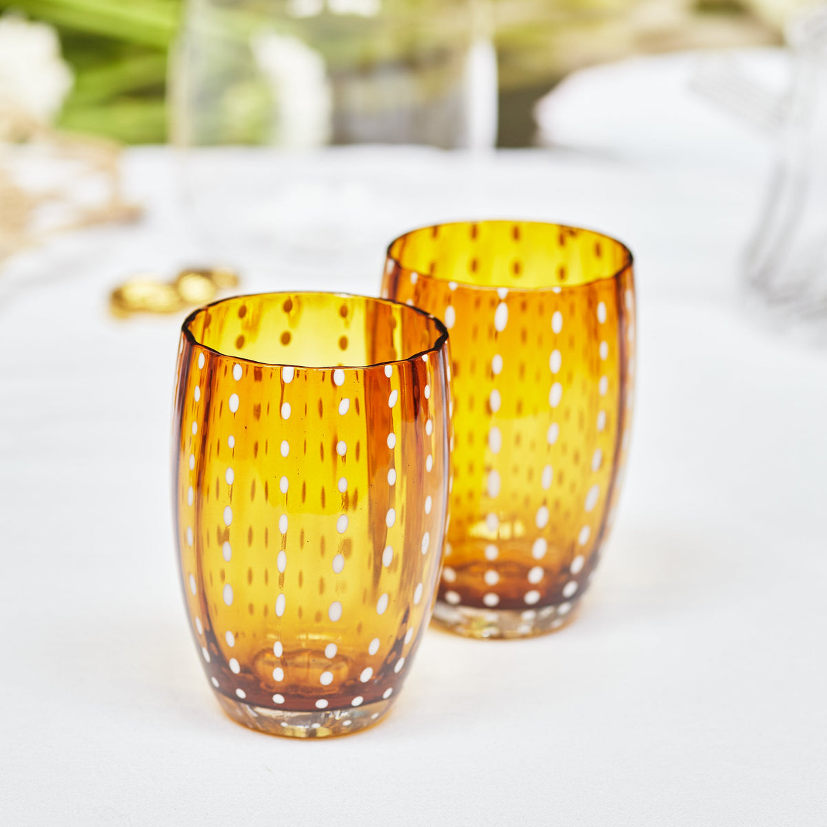 Amber Gold Speckled Water Glass, Set of 2