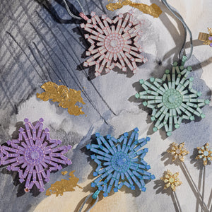 Baguette Snowflake Hanging Ornaments Boxed Set in Sherbet